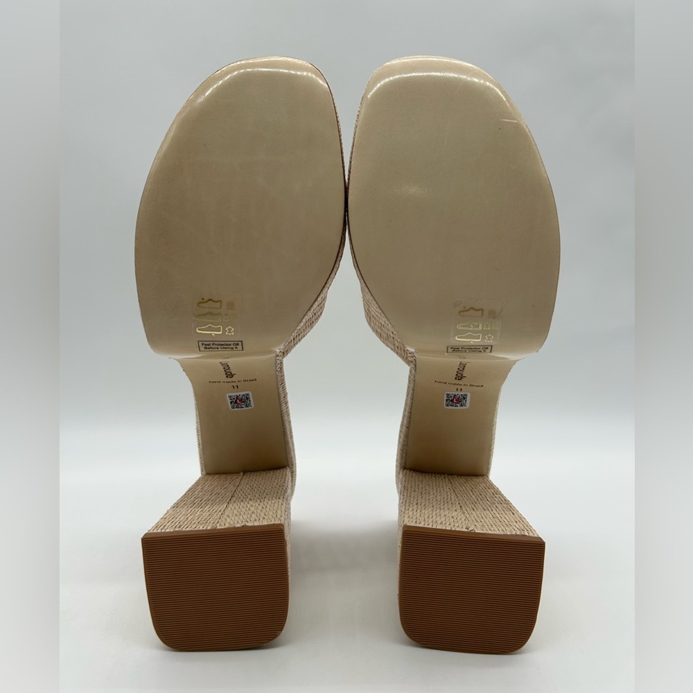 Larroudé Dolly Mule Raffia Platform Block Heels Beach Size 11New With Box - Picture 10 of 13